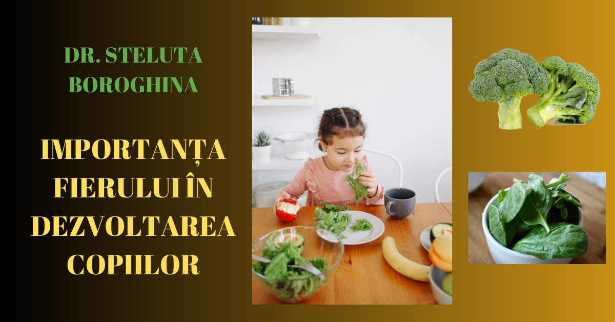 Copii sănătoși consumând alimente bogate în fier